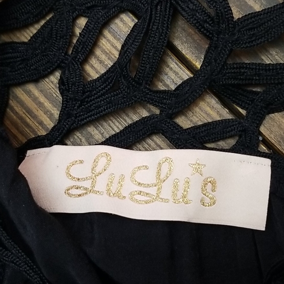 Lulu's Black Silk Blend Crochet Dress Small - Picture 5 of 7